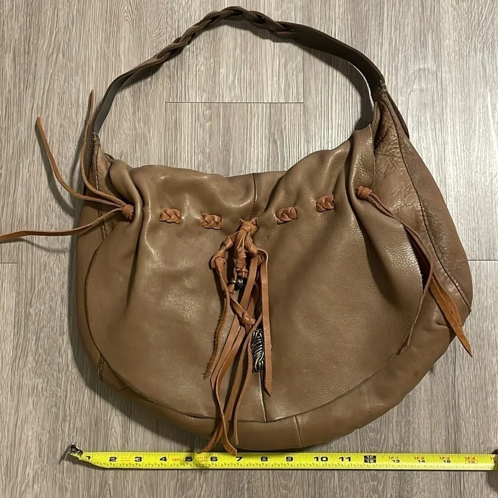 Lucky Brand Women Tote Bag Brown Leather Tassel Fringe Bohemian Coastal Cowgirl